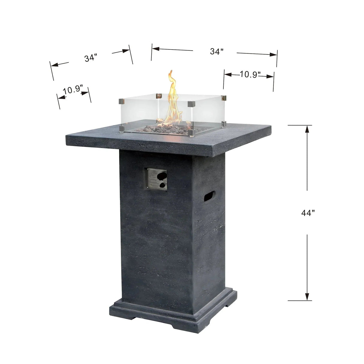 Elementi Montreal Propane Fire Pit Bar Table - Dark Gray - Grand Alfresco