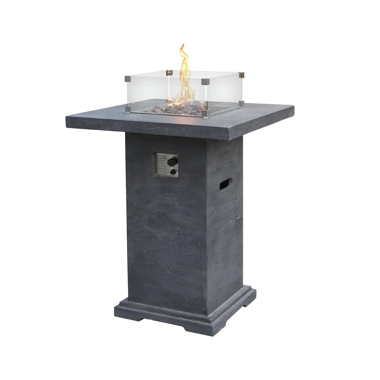 Elementi Montreal Propane Fire Pit Bar Table - Dark Gray - Grand Alfresco