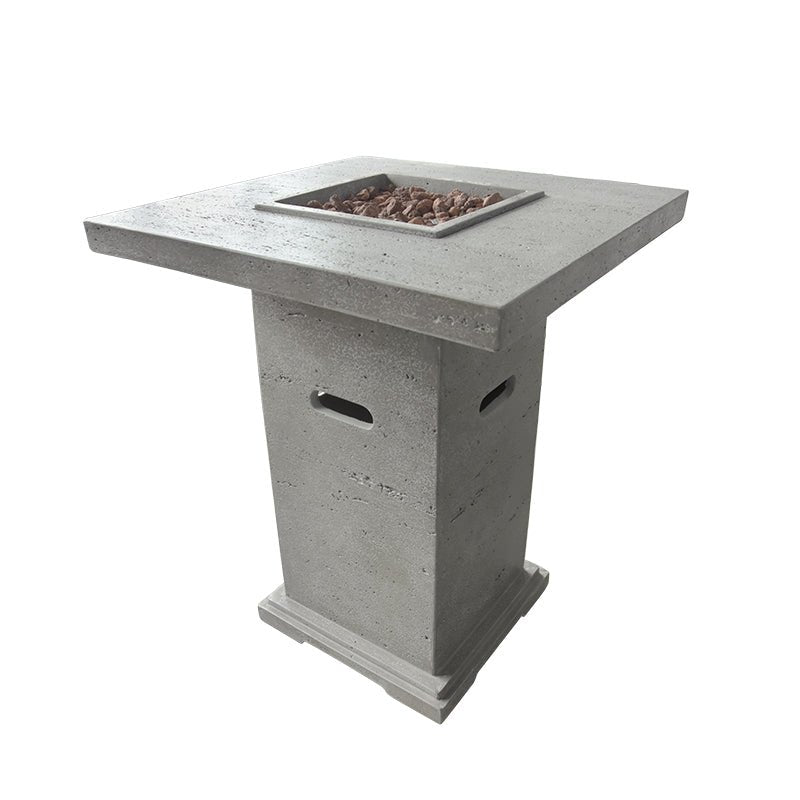 Elementi Montreal Propane Fire Pit Bar Table - Light Gray - Grand Alfresco