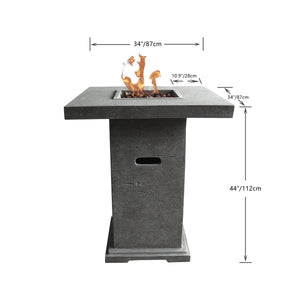 Elementi Montreal Propane Fire Pit Bar Table - Light Gray - Grand Alfresco