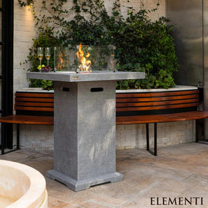 Elementi Montreal Propane Fire Pit Bar Table - Light Gray - Grand Alfresco