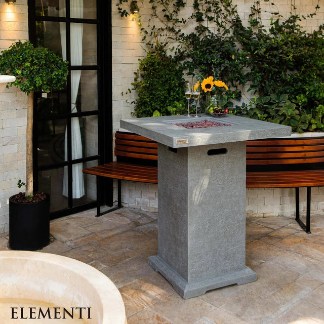 Elementi Montreal Propane Fire Pit Bar Table - Light Gray - Grand Alfresco