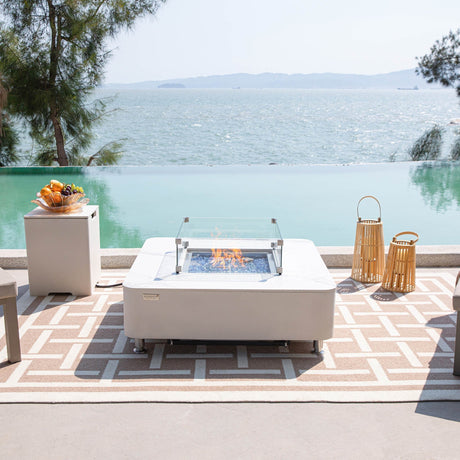 Elementi Plus Annecy Marble Porcelain Fire Table - Grand Alfresco