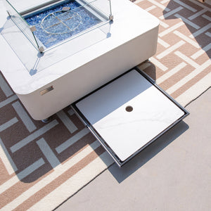 Elementi Plus Annecy Marble Porcelain Fire Table - Grand Alfresco