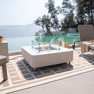 Elementi Plus Annecy Marble Porcelain Fire Table - Grand Alfresco