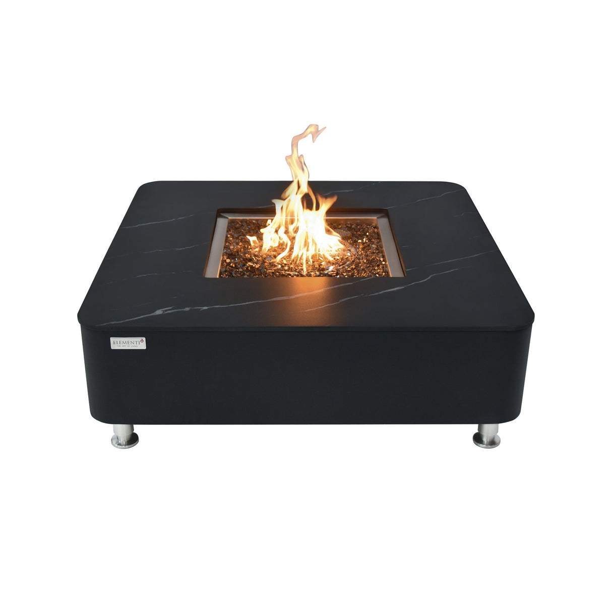 Elementi Plus Annecy Marble Porcelain Fire Table - Grand Alfresco