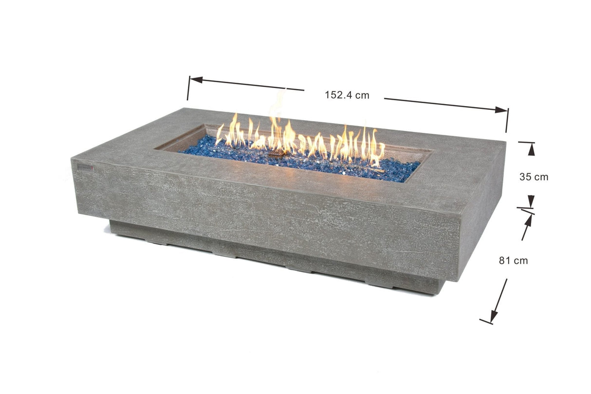 Elementi Riviera & Positano Rectangle Fire Table - Grand Alfresco