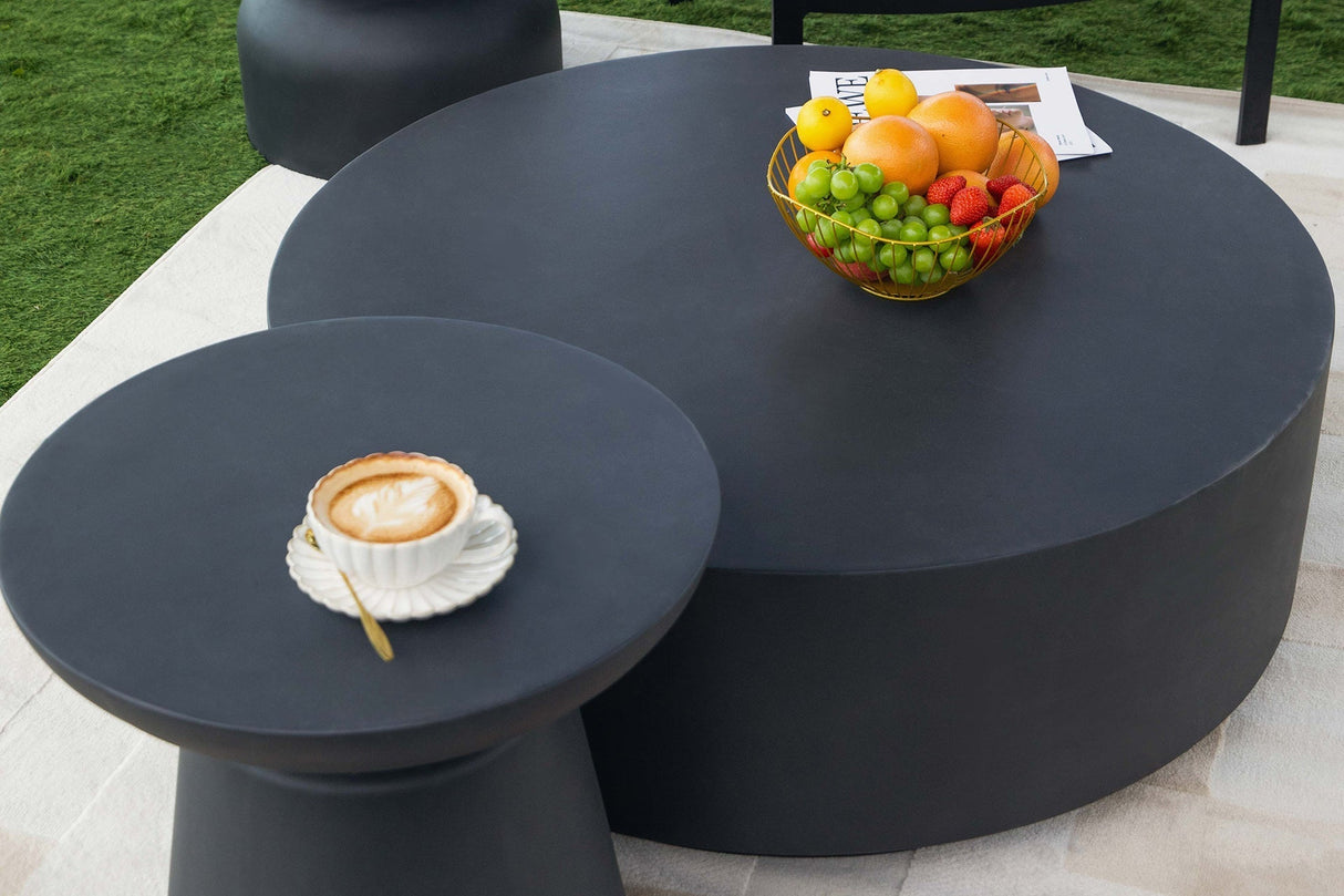 Elementi Rome 40" Round Concrete Coffee Table - Grand Alfresco