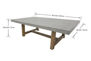 Elementi Seine 94.5" Rectangular Concrete Dining Table - Grand Alfresco