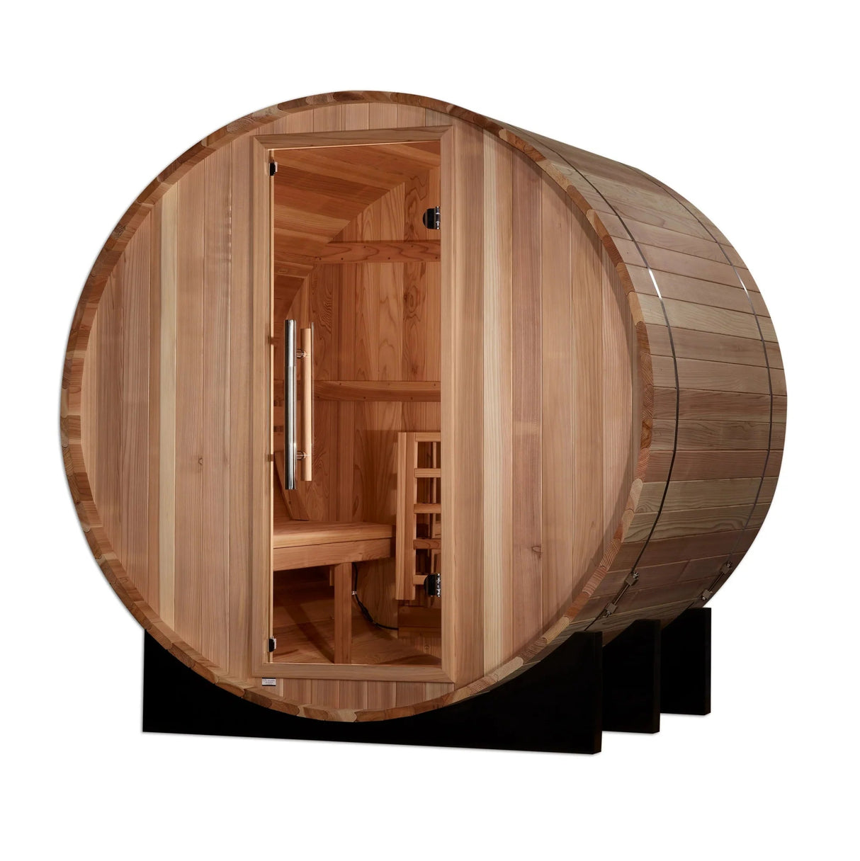 Golden Designs St. Moritz 2 Person Barrel Traditional Sauna - Pacific Cedar - Grand Alfresco