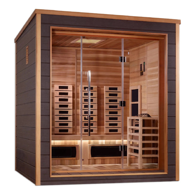 Golden Designs Visby 3 Person Outdoor - Indoor Hybrid Full Spectrum Sauna (GDI - 8223 - 01) - Grand Alfresco