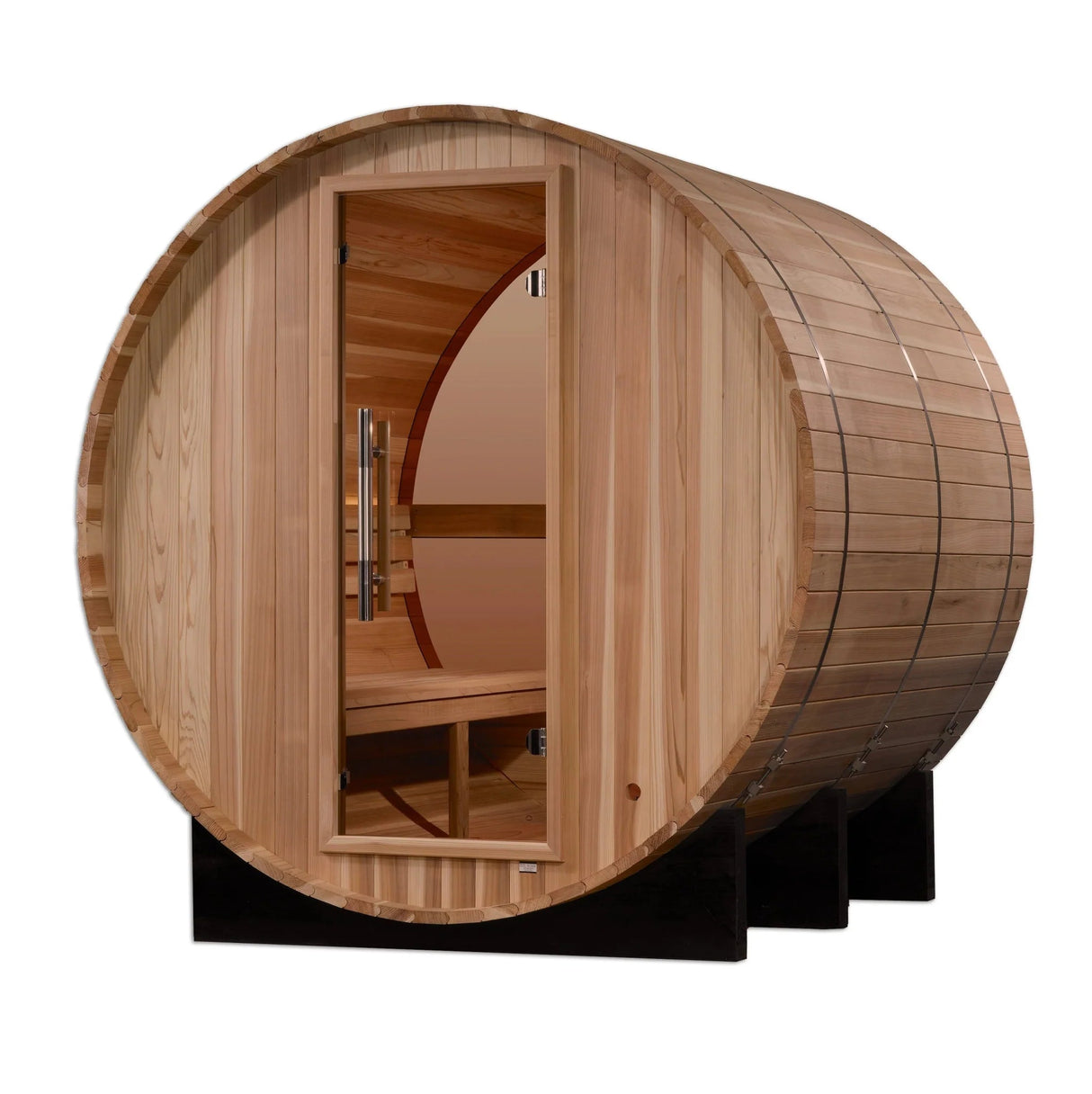 Golden Designs Zurich 4 Person Barrel with Bronze Privacy View - Traditional Sauna - Grand Alfresco