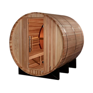 Golden Designs Zurich 4 Person Barrel with Bronze Privacy View - Traditional Sauna - Grand Alfresco