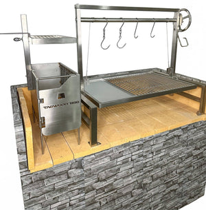 Insert Style Argentine Santa Maria Wood Fire & Charcoal Gaucho Grill - Grand Alfresco