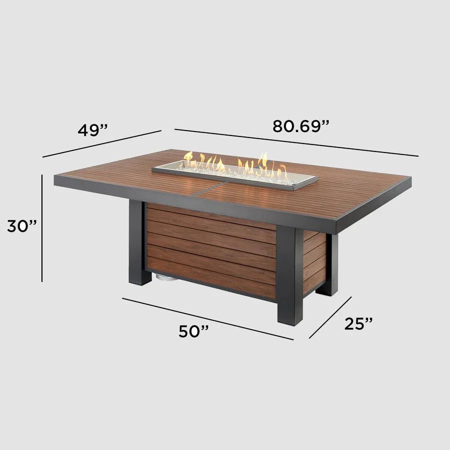 Kenwood and Brooks Linear Dining Height Gas Fire Pit Table - Grand Alfresco