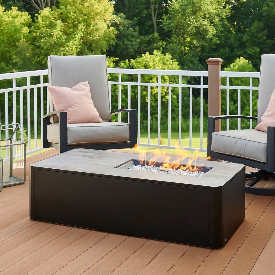 Kinney Rectangular Gas Fire Pit Table - Majestic Patio