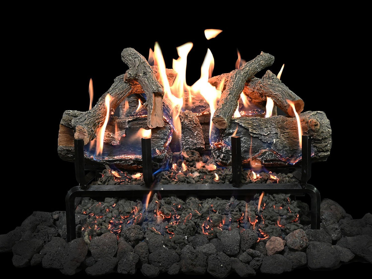 Lava Vented Front View Burner featuring GlowFire™ Logs - Grand Alfresco