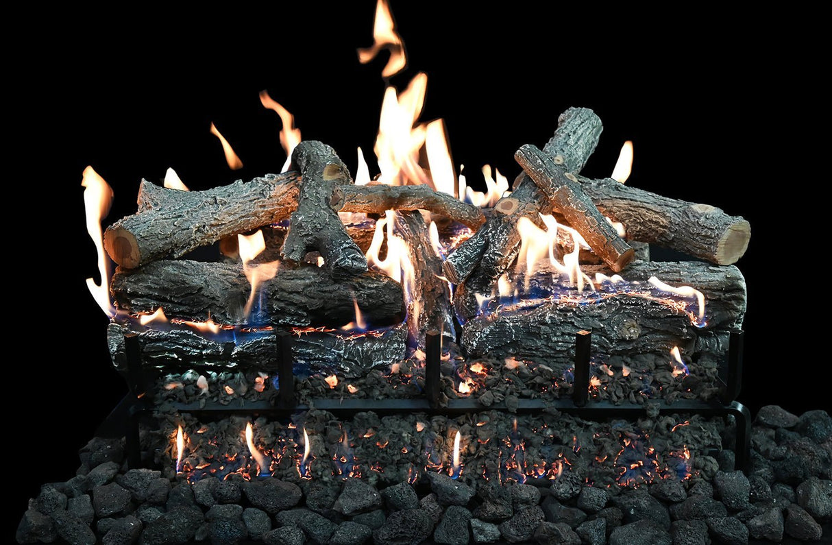 Lava Vented Front View Burner featuring GlowFire™ Logs - Grand Alfresco