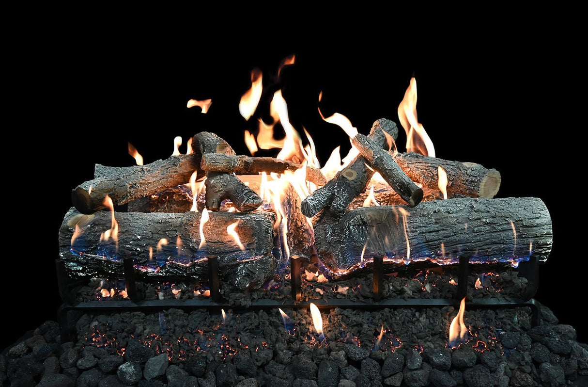 Lava Vented Front View Burner featuring GlowFire™ Logs - Grand Alfresco