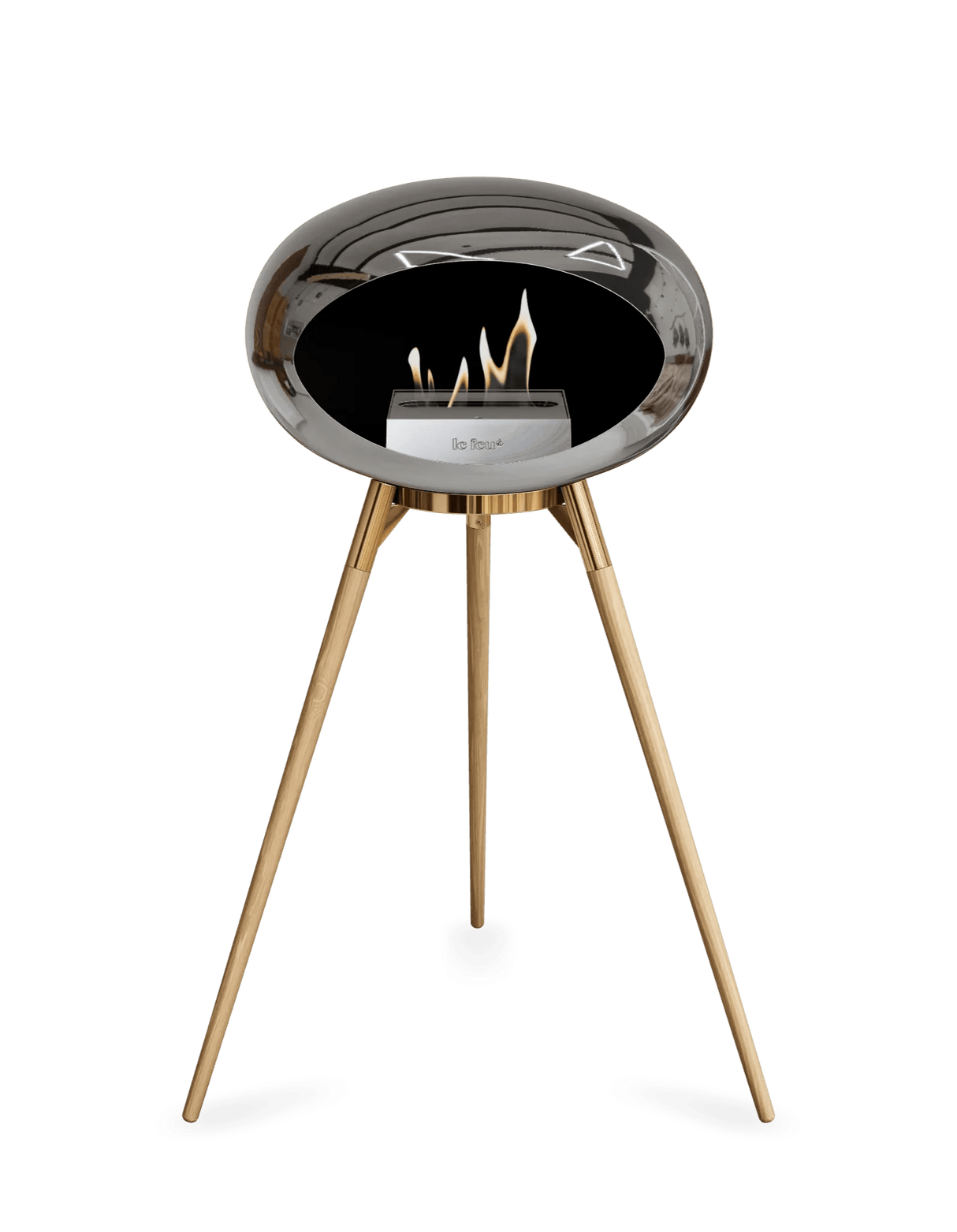 Le Feu - Dome Chromed Silver Ground Wood High - Fireplace - Grand Alfresco