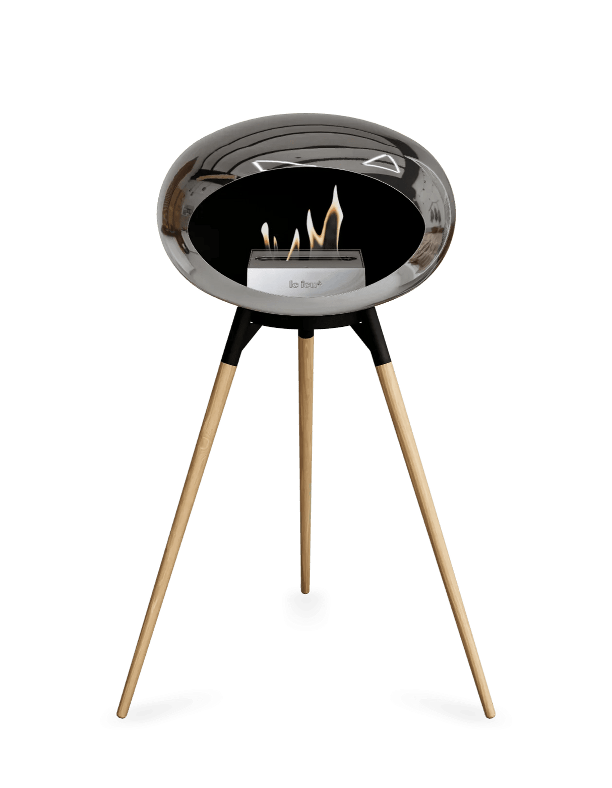 Le Feu - Dome Chromed Silver Ground Wood High - Fireplace - Grand Alfresco