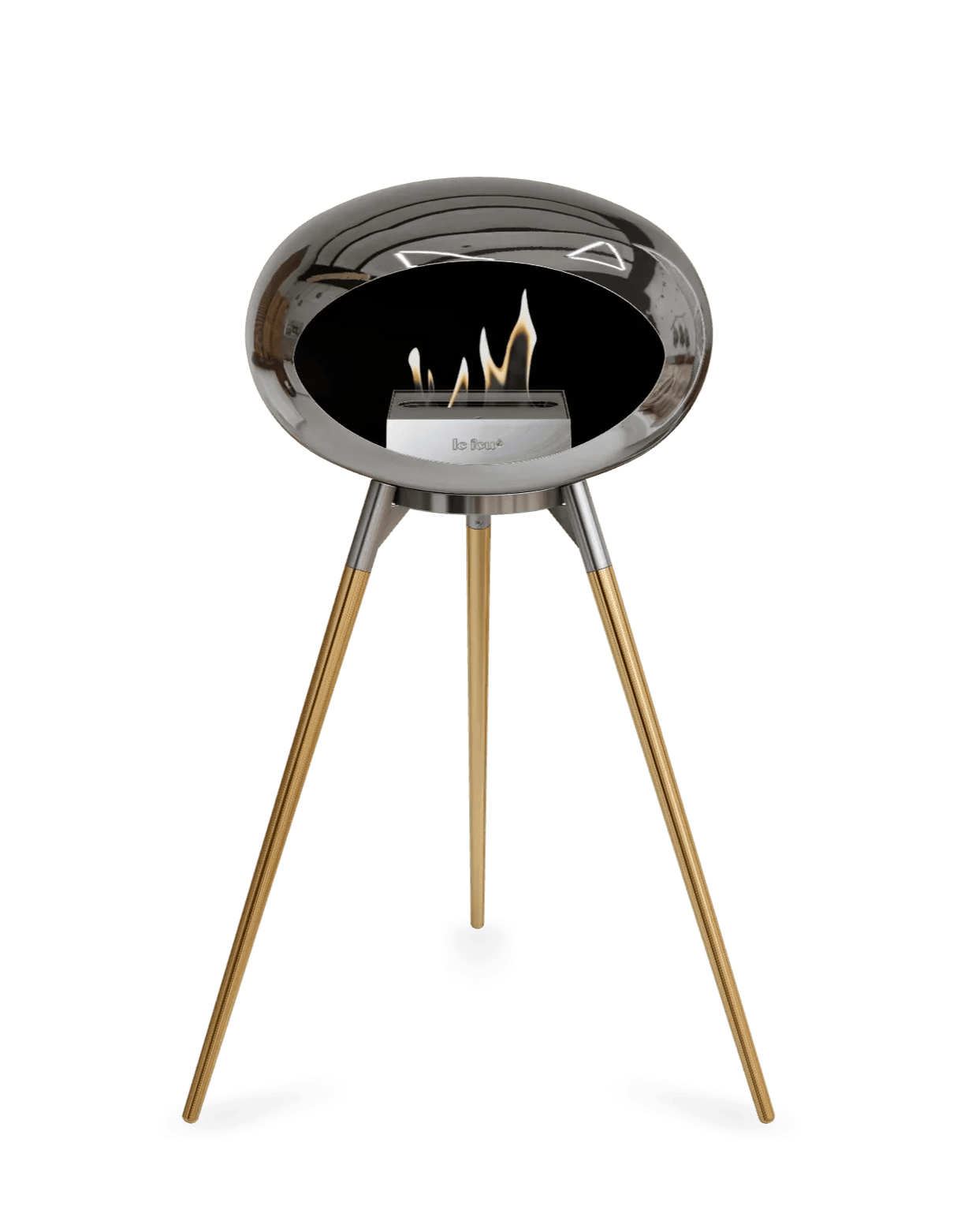 Le Feu - Dome Chromed Silver Ground Wood High - Fireplace - Grand Alfresco