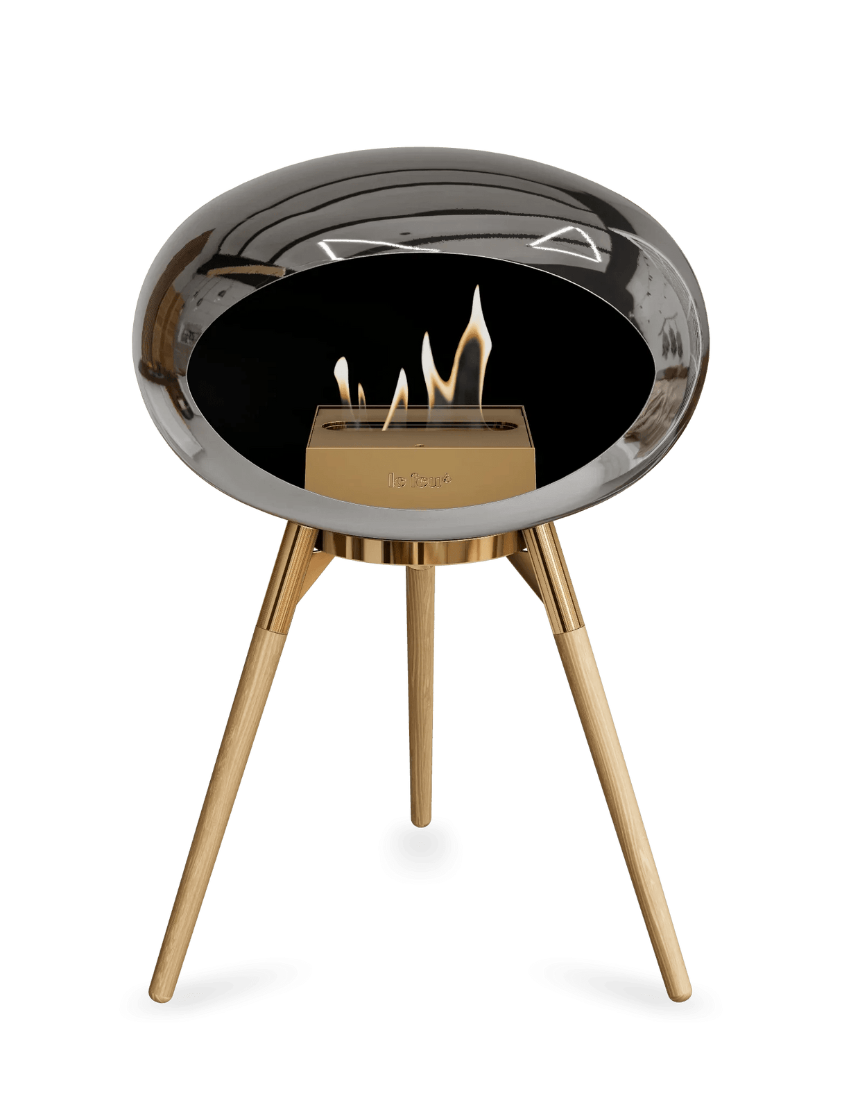 Le Feu - Dome Chromed Silver Ground Wood Low - Fireplace - Grand Alfresco