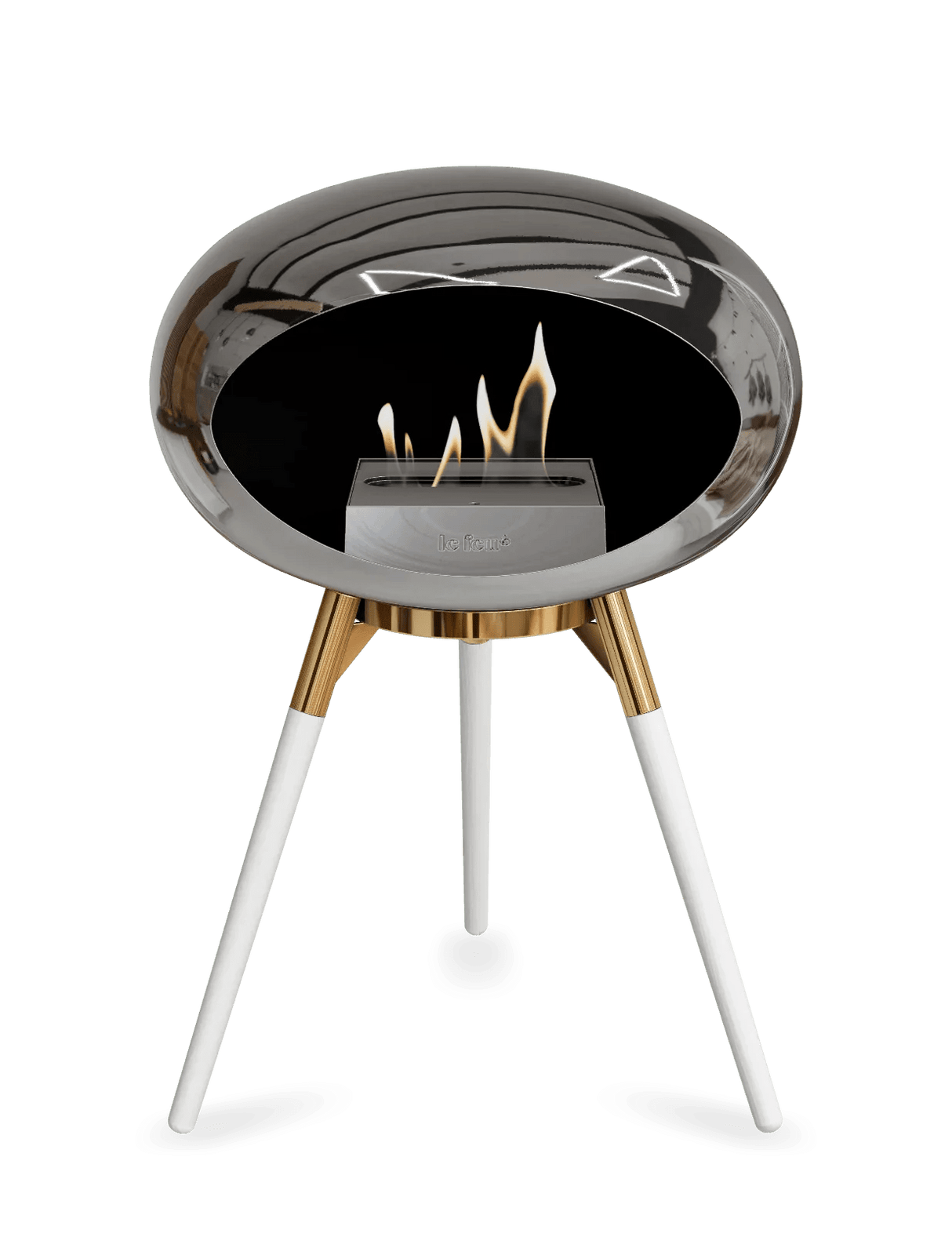 Le Feu - Dome Chromed Silver Ground Wood Low - Fireplace - Grand Alfresco