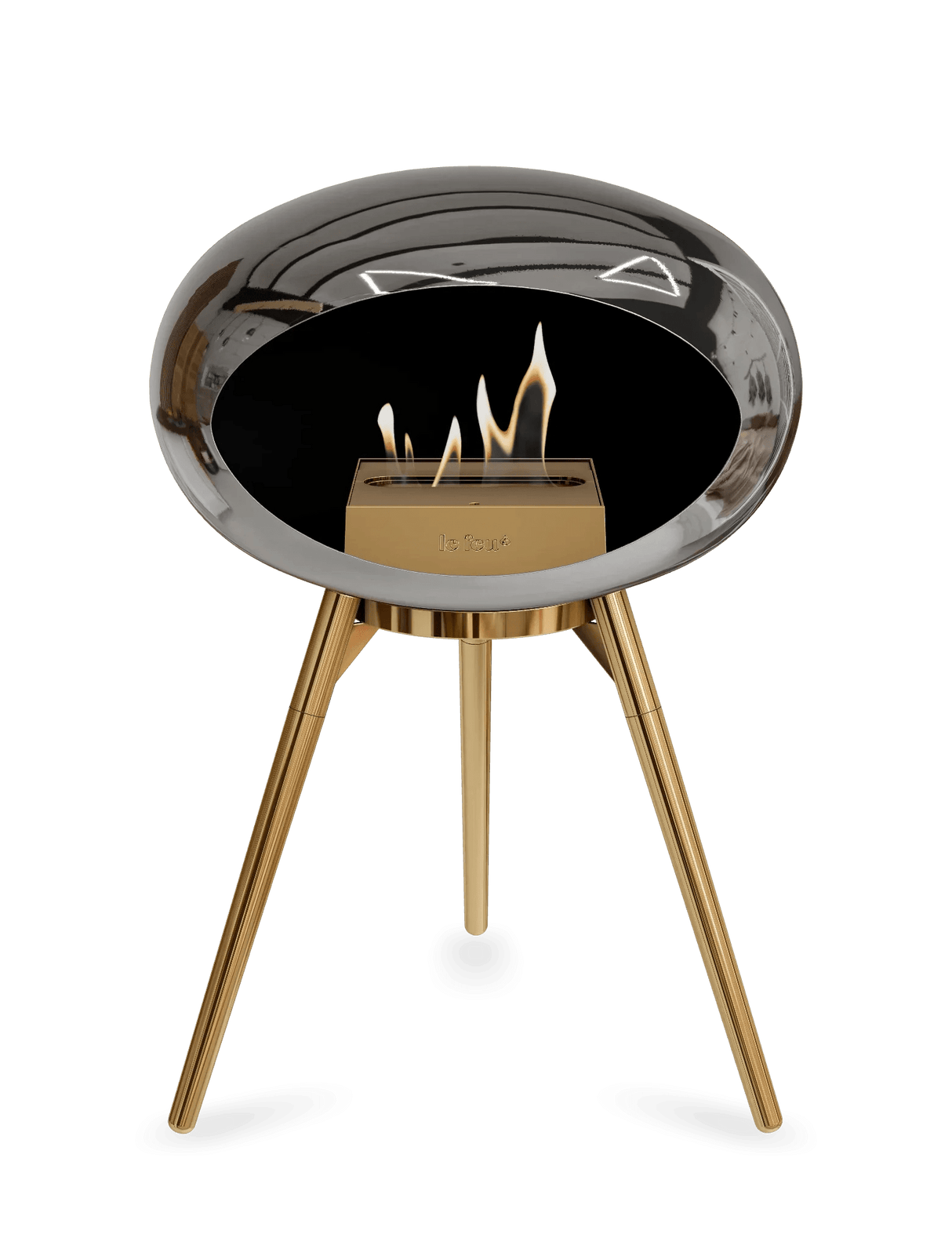 Le Feu - Dome Chromed Silver Ground Wood Low - Fireplace - Grand Alfresco