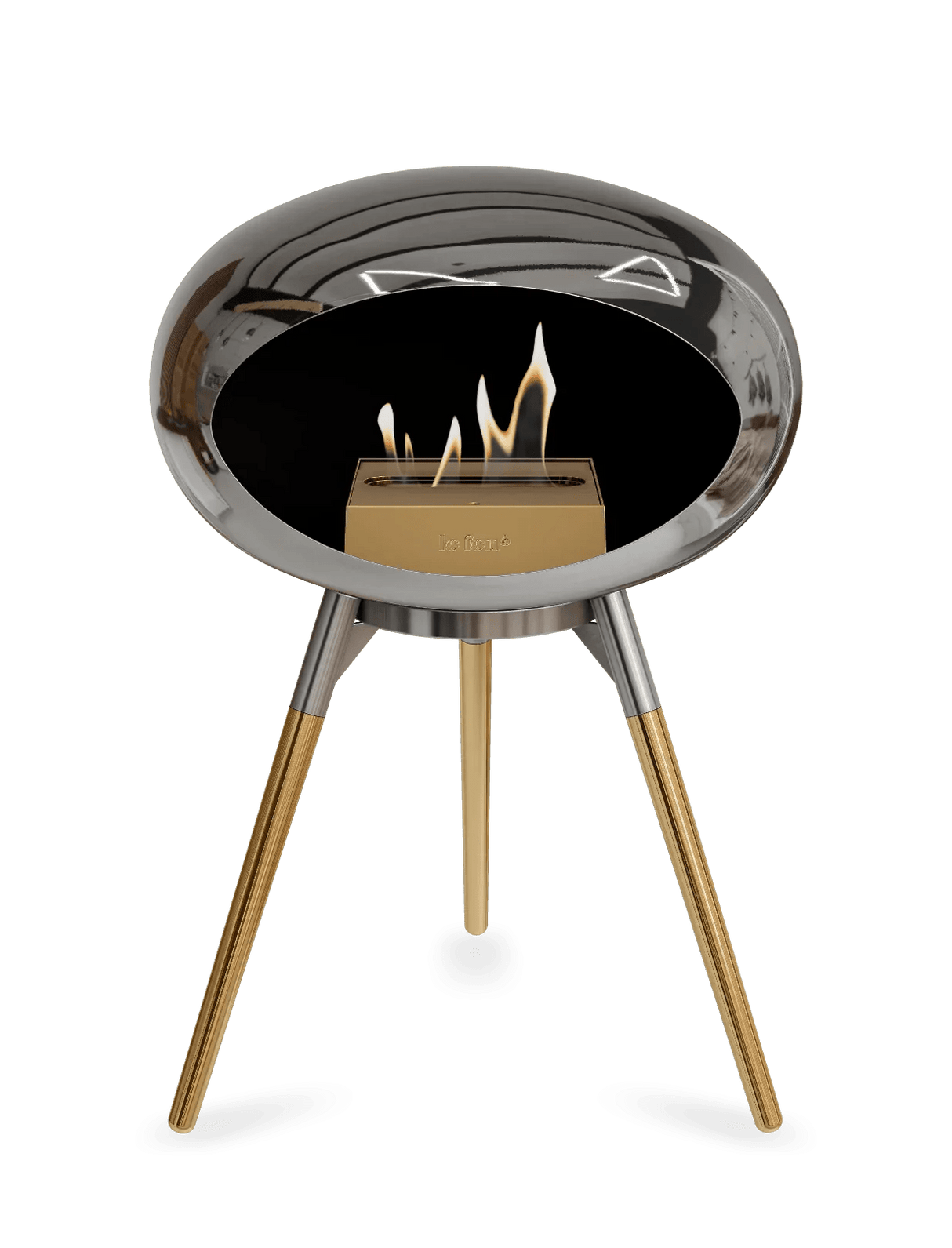 Le Feu - Dome Chromed Silver Ground Wood Low - Fireplace - Grand Alfresco