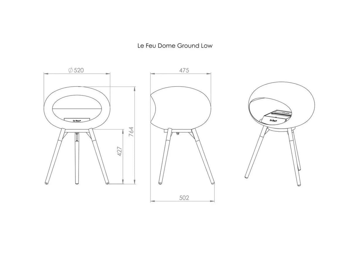 Le Feu - Dome Nickel Ground Wood Low - Fireplace - Grand Alfresco