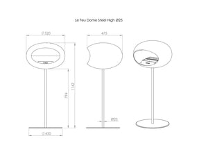 Le Feu - Dome White Ground Steel High Pole - Fireplace - Grand Alfresco