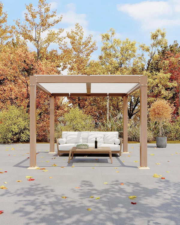 10x10 Ft Louvered Pergola with Aluminum Frame & Drainage