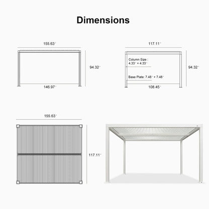Louvered Pergola Modern White Pergola with Adjustable Roof for Deck Backyard Garden — product view 21