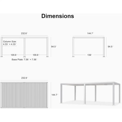Louvered Pergola Modern White Pergola with Adjustable Roof for Deck Backyard Garden — product view 27
