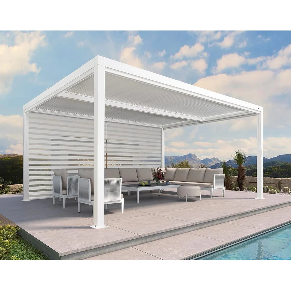 Louvered Pergola Modern White Pergola with Adjustable Roof for Deck Backyard Garden — product view 46