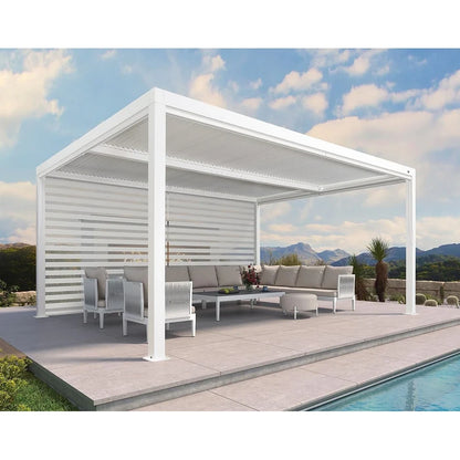 Louvered Pergola Modern White Pergola with Adjustable Roof for Deck Backyard Garden — product view 46