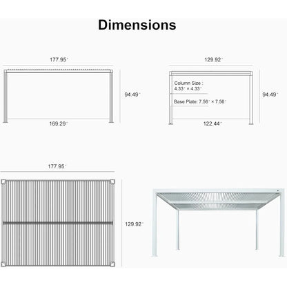 Louvered Pergola Modern White Pergola with Adjustable Roof for Deck Backyard Garden — product view 62