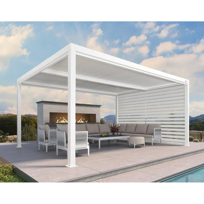 Louvered Pergola Modern White Pergola with Adjustable Roof for Deck Backyard Garden — product view 63
