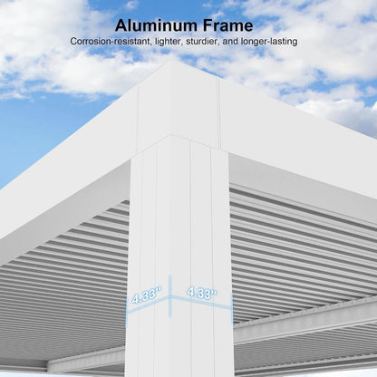 Louvered Pergola Modern White Pergola with Adjustable Roof for Deck Backyard Garden — product view 7