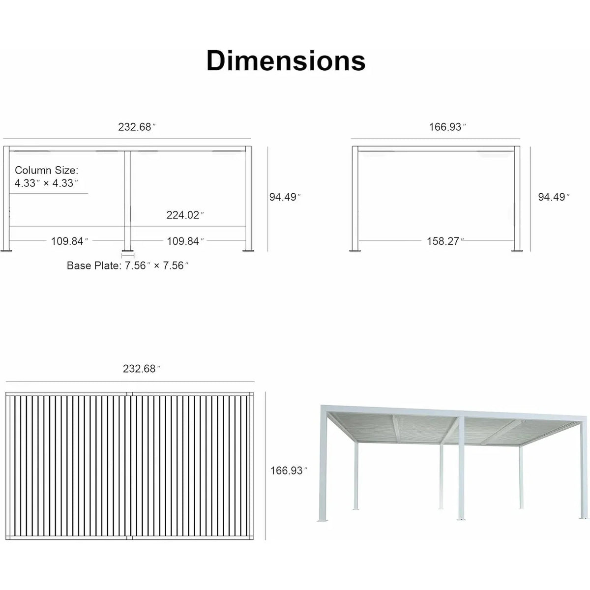 Louvered Pergola Modern White Pergola with Adjustable Roof for Deck Backyard Garden — product view 77