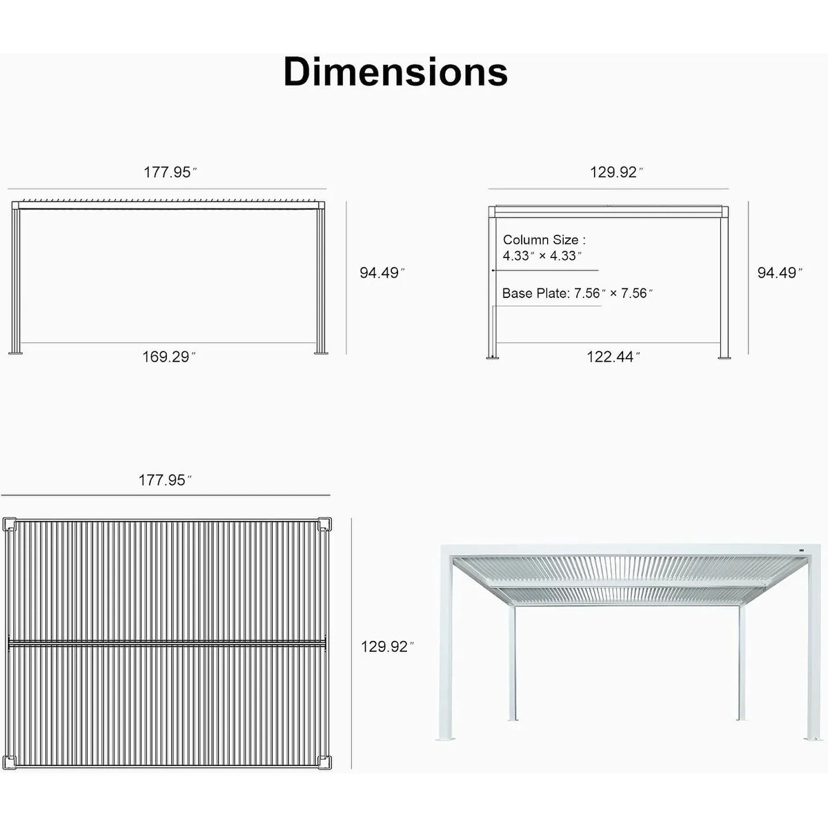 Louvered Pergola Modern White Pergola with Adjustable Roof for Deck Backyard Garden — product view 87