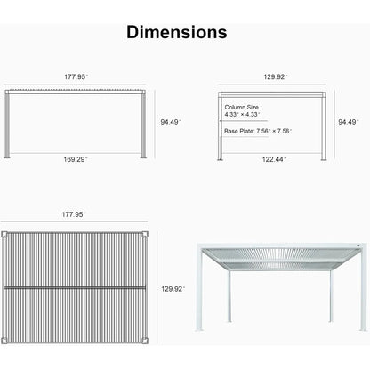 Louvered Pergola Modern White Pergola with Adjustable Roof for Deck Backyard Garden — product view 87