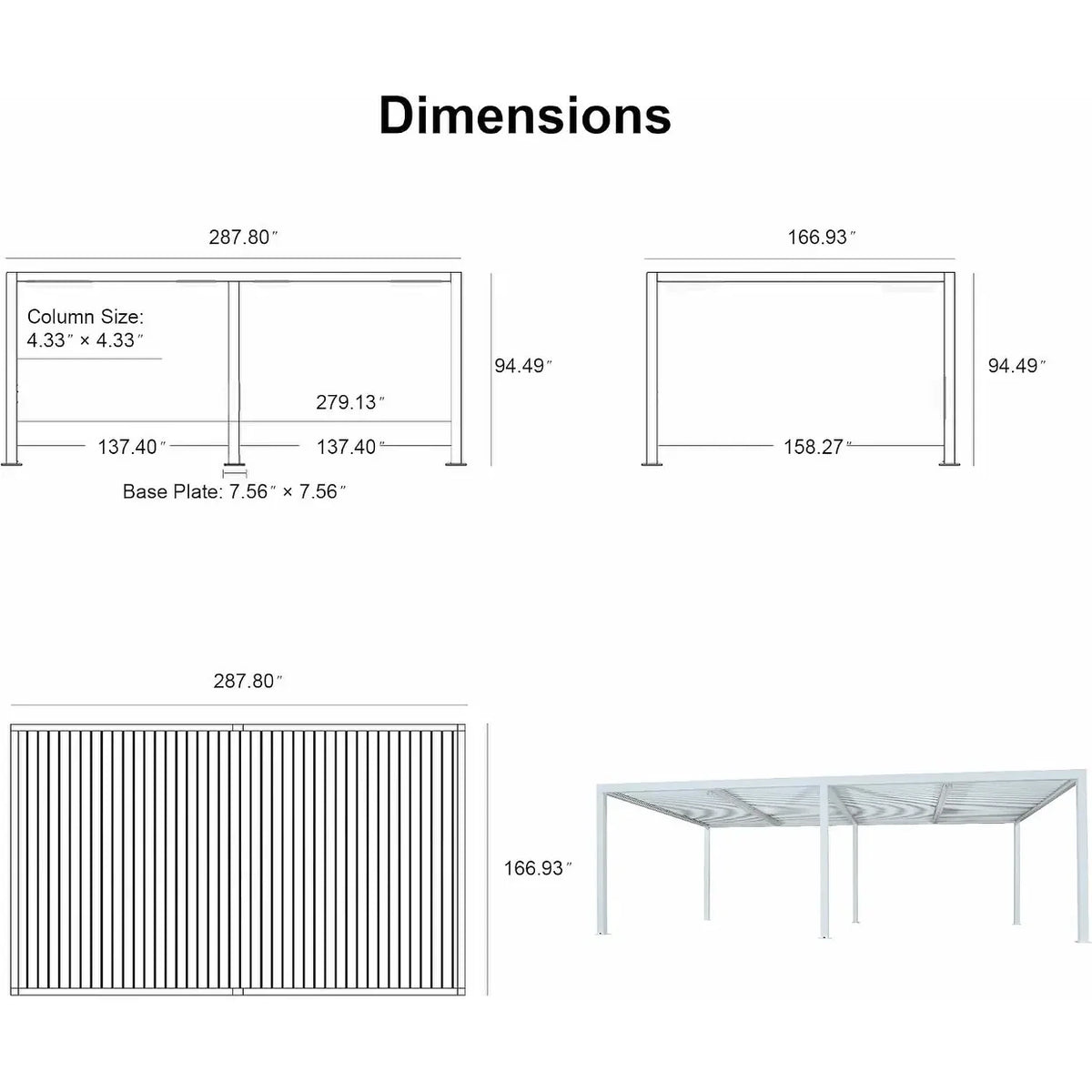 Louvered Pergola Modern White Pergola with Adjustable Roof for Deck Backyard Garden — product view 95