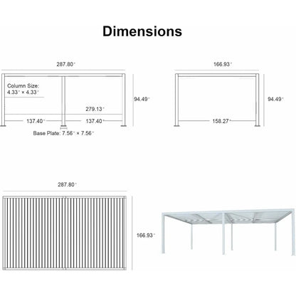 Louvered Pergola Modern White Pergola with Adjustable Roof for Deck Backyard Garden — product view 95