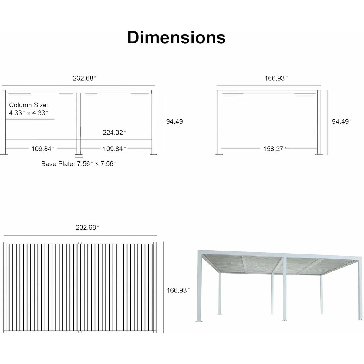 Louvered Pergola Modern White Pergola with Adjustable Roof for Deck Backyard Garden — product view 99