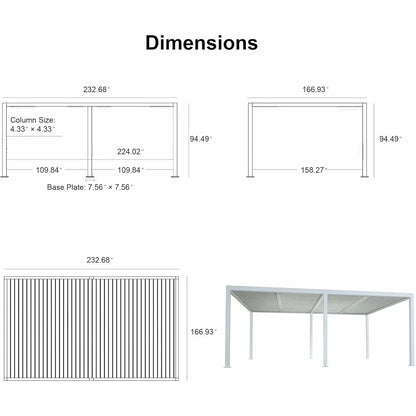 Louvered Pergola Modern White Pergola with Adjustable Roof for Deck Backyard Garden — product view 99