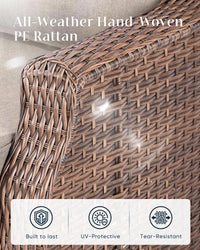 Luxurious 7 Piece Patio Furniture Set with Fire Pit Table, High Back Wicker Swivel Rocker Glider Outdoor Chairs with 6" Cushion, All-Weather Patio Conversation Set for Yard Garden - Brown/Beige — product view 8