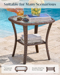 Luxurious 7 Piece Patio Furniture Set with Fire Pit Table, High Back Wicker Swivel Rocker Glider Outdoor Chairs with 6" Cushion, All-Weather Patio Conversation Set for Yard Garden - Brown/Beige — product view 9