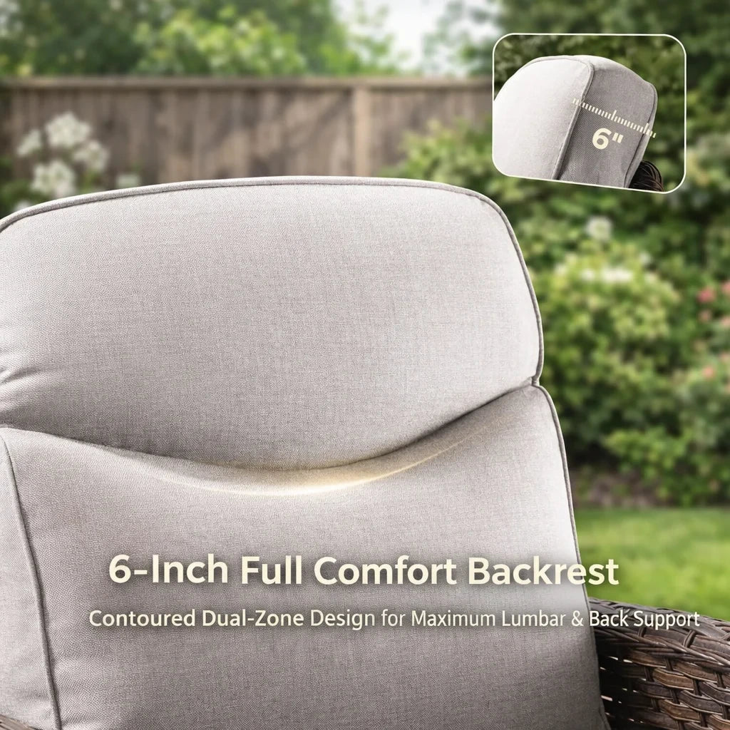 Luxury 9-Piece Outdoor Patio Furniture Set with Fire Pit Table,Swivel Rocker Chairs and 6" Thick Cushions,Wicker Sofa and Ottomans,Patio Conversation Sets for Porch Deck Garden Backyard — product view 8
